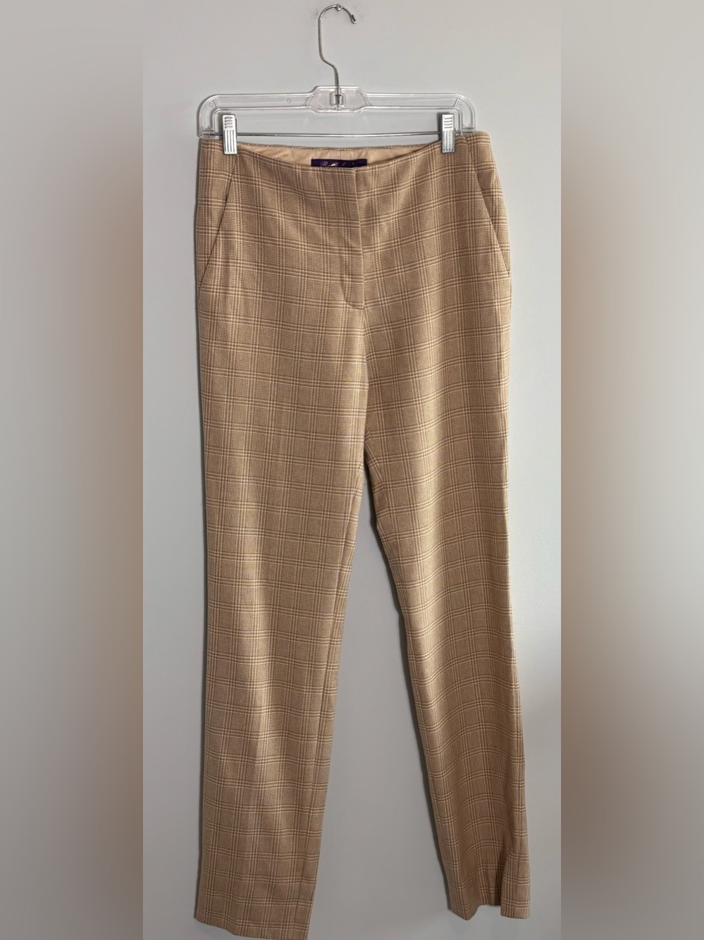 Ralph Lauren Purple Label Simone Pant Wool Plaid Trousers Made In USA